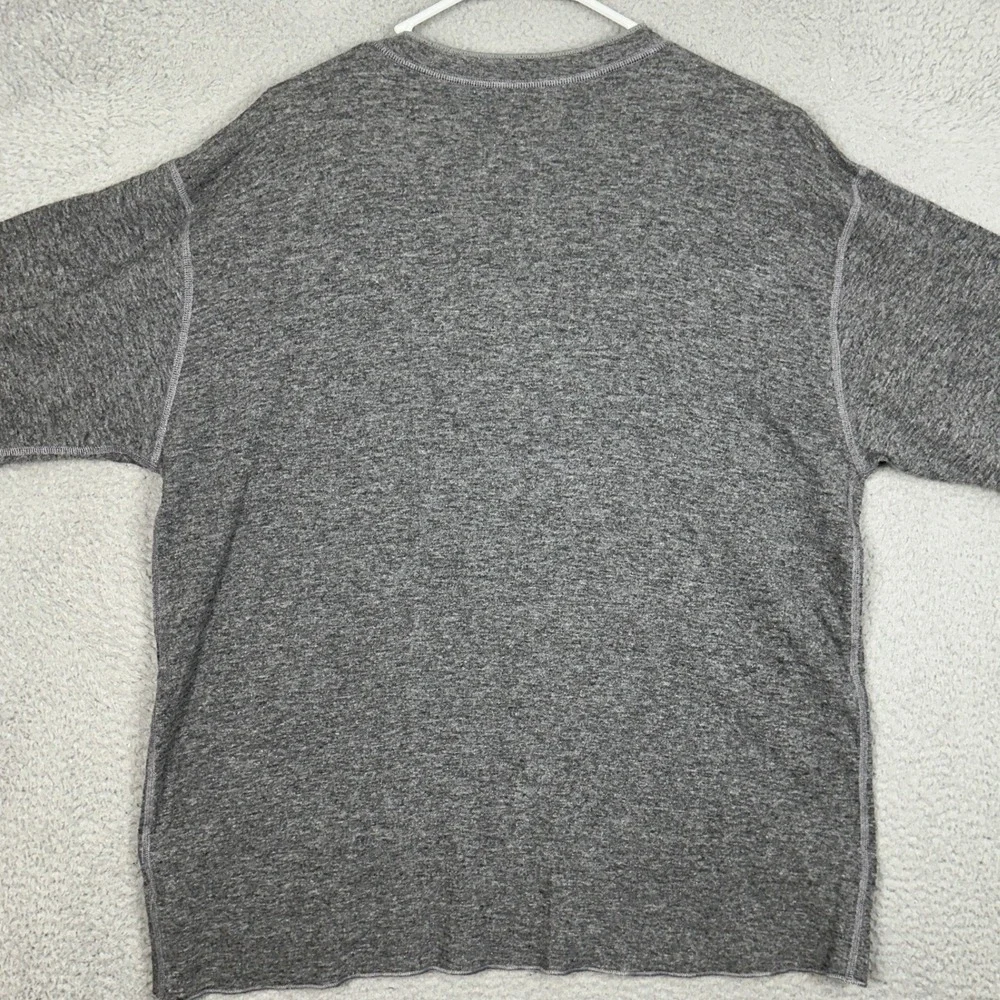 L.L. Bean Sweater Mens XL Grey Henley Wool Blend Two-Layer Pullover Long Sleeve
